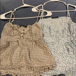 2 Brandy Melville Tiffany Tanks |Gingham Tiffany Tank |Blue Floral Tiffany Tank